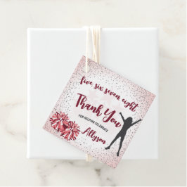 Cheerleading Verjaardagsfeestje Roze Dank u Bedankjes Labels