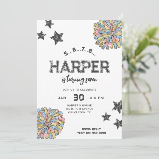 Cheerleading verjaardagsuitnodigingen | Cheer Part Kaart (Staand voorkant)