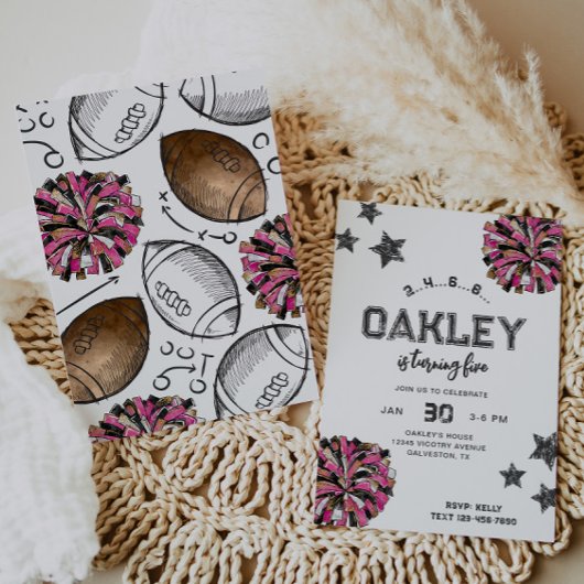 Cheerleading verjaardagsuitnodigingen | Cheer Part Kaart