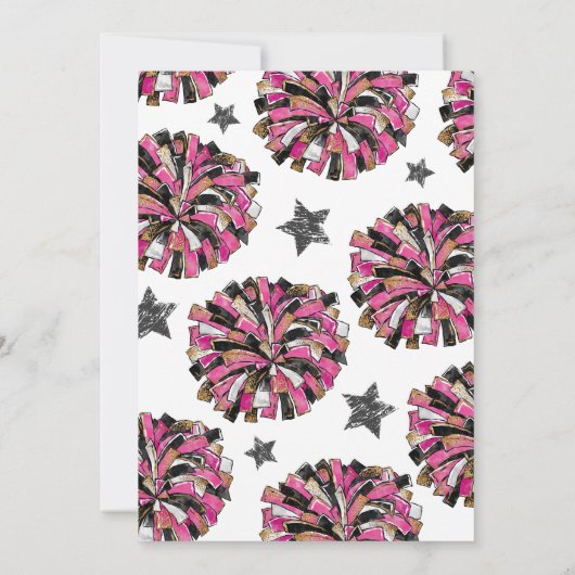 Cheerleading verjaardagsuitnodigingen | Cheer Part Kaart (Achterkant)