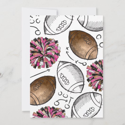 Cheerleading verjaardagsuitnodigingen | Cheer Part Kaart (Achterkant)