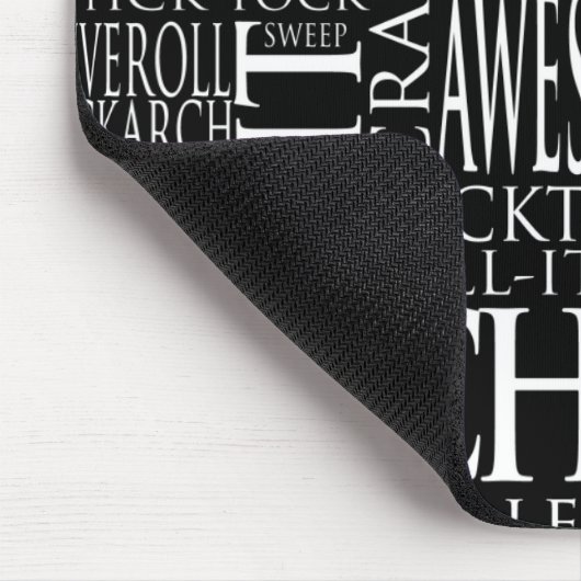 Cheerleading Word Cloud Muismat zwart-wit (Hoek)