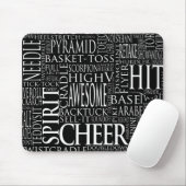 Cheerleading Word Cloud Muismat zwart-wit (Met muis)