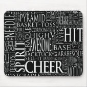 Cheerleading Word Cloud Muismat zwart-wit (Voorkant)