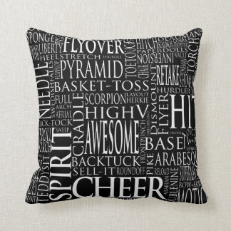 Cheerleading Word Cloud Pillow in zwart-wit Kussen