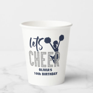 Cheerleading Zilver en Marine Cheer Verjaardag Papieren Bekers