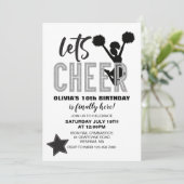 Cheerleading Zilver en Zwart Cheer Verjaardag Kaart (Staand voorkant)