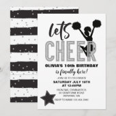 Cheerleading Zilver en Zwart Cheer Verjaardag Kaart (Voorkant / Achterkant)