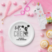Cheerleading Zilver en Zwart Cheer Verjaardag Papieren Bordje (Feest)