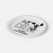Cheerleading Zilver en Zwart Cheer Verjaardag Papieren Bordje (Gekanteld)