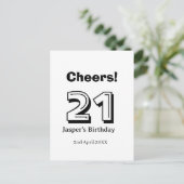 Cheers 21 birthday bold letter name boy man gifts  briefkaart (Staand voorkant)