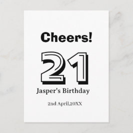 Cheers 21 birthday bold letter name boy man gifts  briefkaart