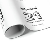Cheers 21 birthday bold letter name boy man gifts  cadeaupapier (Rol Hoek)