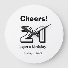 Cheers 21 birthday bold letter name boy man gifts  grote klok