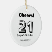Cheers 21 birthday bold letter name boy man gifts  keramisch ornament (Rechts)
