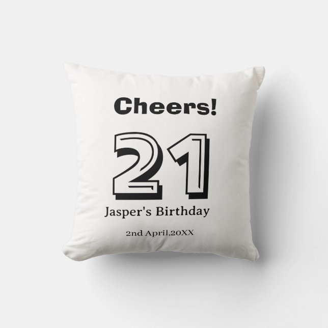 Cheers 21 birthday bold letter name boy man gifts  kussen (Voorkant)