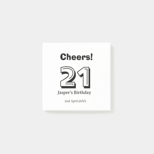 Cheers 21 birthday bold letter name boy man gifts  post-it® notes (Voorkant)