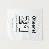 Cheers 21 birthday bold letter name boy man gifts  wandkleed (Voorkant (horizontaal))