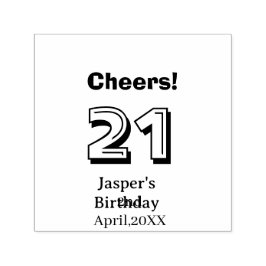 Cheers 21 birthday bold letter name boy man gifts   zelfinktende stempel