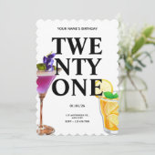 Cheers 21st Birthday Girl Cocktail Foto Kaart (Staand voorkant)