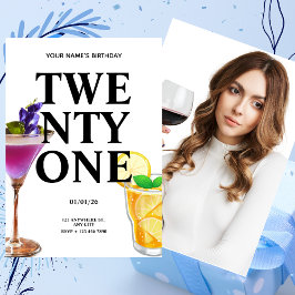 Cheers 21st Birthday Girl Cocktail Foto Kaart