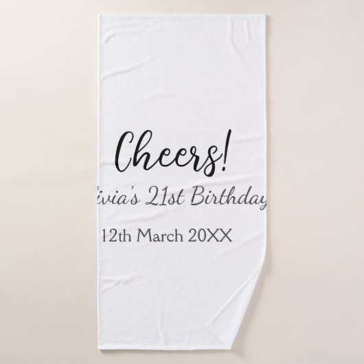 Cheers 21ste verjaardag naam toevoegen datum eenvo badhanddoek (Badhanddoek)