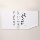 Cheers 21ste verjaardag naam toevoegen datum eenvo badhanddoek (Badhanddoek)
