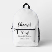 Cheers 21ste verjaardag naam toevoegen datum eenvo bedrukte rugzak (Voorkant)