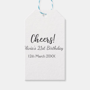 Cheers 21ste verjaardag naam toevoegen datum eenvo cadeaulabel