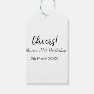 Cheers 21ste verjaardag naam toevoegen datum eenvo cadeaulabel