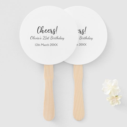 Cheers 21ste verjaardag naam toevoegen datum eenvo handwaaier (Voorkant en achterkant)
