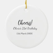 Cheers 21ste verjaardag naam toevoegen datum eenvo keramisch ornament (Achterkant)