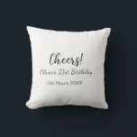Cheers 21ste verjaardag naam toevoegen datum eenvo kussen<br><div class="desc">Ontwerp</div>