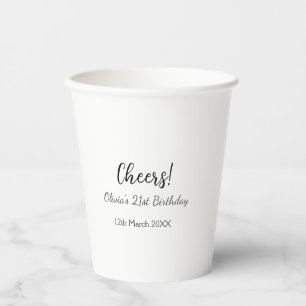 Cheers 21ste verjaardag naam toevoegen datum eenvo papieren bekers