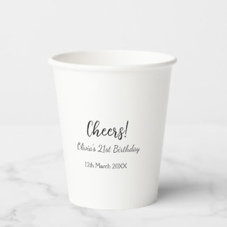 Cheers 21ste verjaardag naam toevoegen datum eenvo papieren bekers