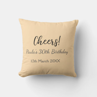 Cheers 30th birthday add name date simple minimal  kussen