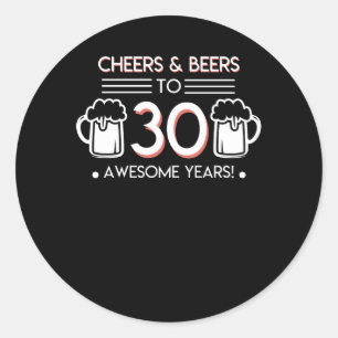 Cheers 30th Birthday Beer Geweldige jaar Ronde Sticker