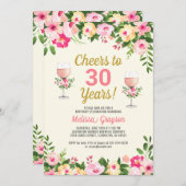 Cheers 30th Birthday Invitation Floral Kaart (Voorkant / Achterkant)