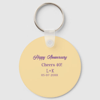 Cheers 40 happy anniversary purple orange pastel n sleutelhanger