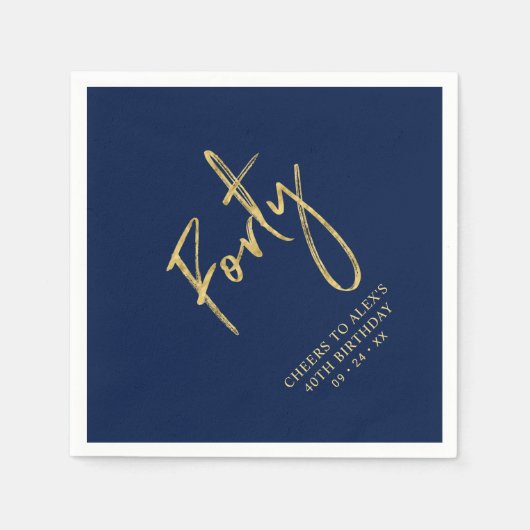 Cheers 40 moderne marineblauw 40e verjaardag servet (Voorkant)