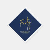 Cheers 40 moderne marineblauw 40e verjaardag servet (Hoek)