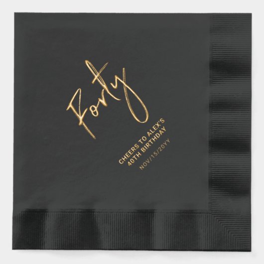 Cheers 40 | Moderne volwassen 40e verjaardag Folie Servetten (Voorkant)