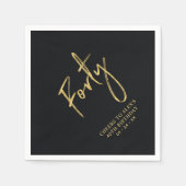 Cheers 40 | Moderne zwarte 40e verjaardag Servet (Voorkant)