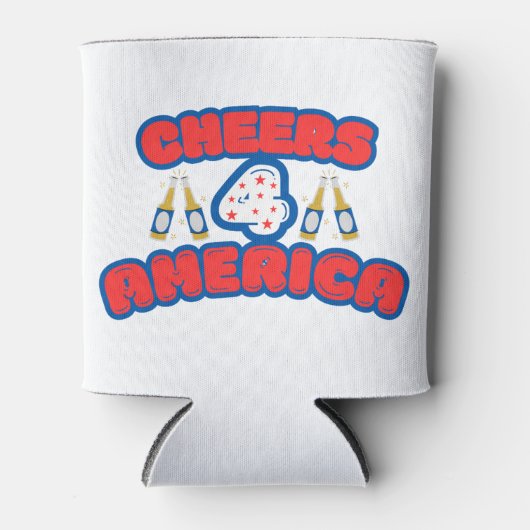 Cheers 4 Amerika in rood, wit en blauw Blikjeskoeler (Voorkant)