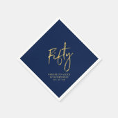 Cheers 50 moderne marineblauw 50e verjaardag servet (Hoek)