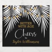 Cheers 50th Birthday Black en Gold Sparkling Wijnetiket (Enkel label)