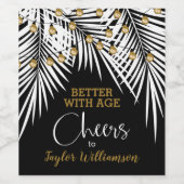 Cheers 50th Birthday Black en Gold Wijn Etiket (Enkel label)