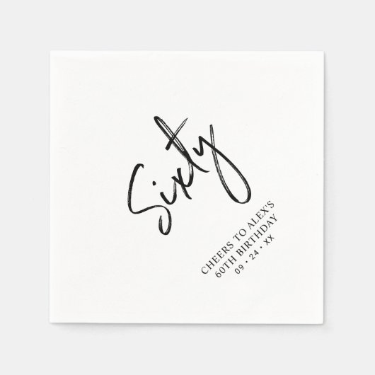 Cheers 60 | Moderne volwassen 60e verjaardag Servet (Voorkant)