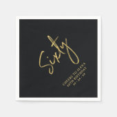 Cheers 60 | Moderne zwarte 60e verjaardag Servet (Voorkant)