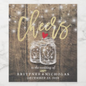 Cheers aan de huwelijksreis Mason Jar String Light Wijn Etiket (Enkel label)